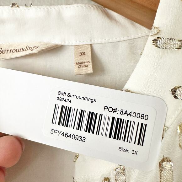 Soft Surroundings Mila Gold Metallic Leopard‎ Blouse Women’s Plus Size 3X NEW - Picture 5 of 11